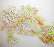 Chris Natrop, Liminal Nimbus Lilt, 2016 (Detail), Acrylic, Glitter, Paper, Nails, 9 x 41 Feet