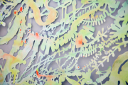 Chris Natrop, <i>Liminal Nimbus Lilt,</i> 2016 (Detail), Acrylic, Glitter, Paper, Nails, 9 x 41 Feet