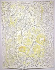 Chris Natrop, <i>Yellow Tempest Twist,</i> 2015, Watercolor, Metal Powder, Glitter, Paper, 90 x 72 Inches