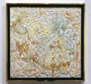 Chris Natrop, Gold Frame Citrus Redux 2, 2016, Watercolor, Glitter, Paper with Brass Frame, Velvet, 33 x 33 Inches