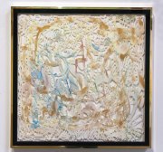 Chris Natrop, <i>Gold Frame Citrus Redux 2,</i> 2016, Watercolor, Glitter, Paper with Brass Frame, Velvet, 33 x 33 Inches