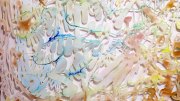 Chris Natrop, <i>Gold Frame Citrus Redux,</i> 2016 (Detail), Watercolor, Glitter, Paper with Brass Frame, Velvet, 33 x 33 Inches