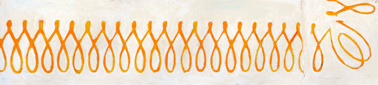 Michael Russell, Orange Pattern, 2016, Oil Pastel, Colored Pencil, and Graphite on Paper, 9 x 32.5 Inches