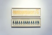Michael Russell, <i>Orange Pattern</i> and <i>Blue Pattern,</i> 2016, Oil Pastel, Colored Pencil and Graphite on Paper, 9 x 32.5 Inches Each