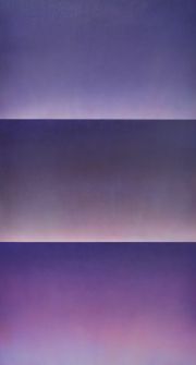 Alex Weinstein, "Holding Hands," 2026, acrylic on three panels, 43.5 x 23.25 inches