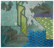 Carole Silverstein, the clairvoyance of aquamarine, 2016, Acrylic Ink on Mylar, 36 x 40 Inches