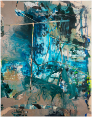 Audrey Tulimiero Welch, "How is it with this love, I see your world, but not you?" (after Rumi), 2022, acrylic on canvas, 46 x 36 inches