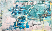 Audrey Tulimiero Welch, <i>Viriditas,</i> 2021, acrylic and plaster on canvas, 48 x 80 inches (diptych)