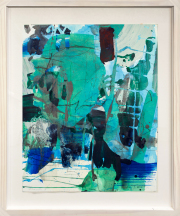 Audrey Tulimiero Welch, Dervish 4, 2021, acrylic and flashe on paper, 25 x 21 inches (framed)