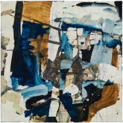 Audrey Tulimiero Welch, Songlines 2, 2022, acrylic, flashe, and plaster on canvas, 24 x 24 inches