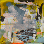 Audrey Tulimiero Welch, Songlines 3, 2022, acrylic, flashe, and plaster on canvas, 24 x 24 inches