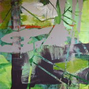 Audrey Tulimiero Welch, A Sky House of Green Earth, 2017, Acrylic on Canvas, 49 x 49 Inches Unframed, 50.5 x 50.5 Inches Framed