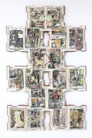 Brian Dettmer, The World at Home, 2019, Hardcover Books, Acrylic Varnish, 47 x 30 x 2.5 Inches