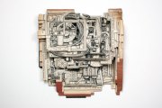 Brian Dettmer, <i>Compress Control,</i> 2017, Found Book, Acrylic Varnish, 7.125 x 6.75 x 2.25 Inches