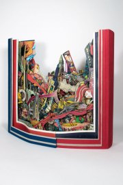 Brian Dettmer, <i>Post Landscape,</i> 2017, Hardcover Books, Acrylic Varnish, 16 x 17.875 x 6 Inches