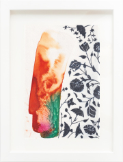 Carole Silverstein, "Flower Prayer (black flowers)," 2021, Colored Pencil, Watercolor, and Salt on Watercolor Paper, 12.75 x 9.75 inches (framed)