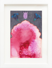 Carole Silverstein, "Flower Prayer (purple tulip and portal)," 2021, Colored Pencil, Watercolor, and Salt on Watercolor Paper, 12.75 x 9.75 inches (framed)