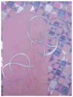 Carole Silverstein, "floating, light as moths," 2021, Acrylic Ink and Silver Leaf on Mylar, 48.5 x 36.5 inches (framed)