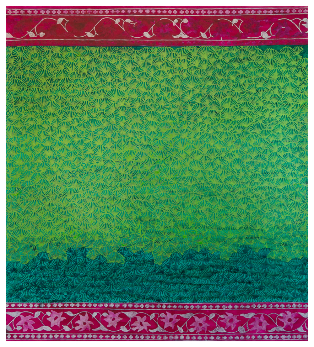Carole Silverstein, "flutter," 2023, acrylic ink on mylar, custom framed on white aluminum, 40.5 x 36.5 inches (framed)