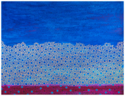 Carole Silverstein, "ocean of sadness," 2023, acrylic ink on mylar, custom framed on white aluminum, 48.5 x 63.5 inches (framed)