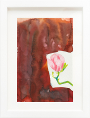 Carole Silverstein, "Flower Prayer (magnolia)," 2023, colored pencil, watercolor, and salt on watercolor paper, 12.75 x 9.75 inches (framed)