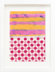 Carole Silverstein, "Flower Prayer (pink-yellow)," 2023, colored pencil, watercolor, and salt on watercolor paper, 12.75 x 9.75 inches (framed)