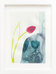 Carole Silverstein, "Flower Prayer (tulip)," 2023, colored pencil, watercolor, and salt on watercolor paper, 12.75 x 9.75 inches (framed)