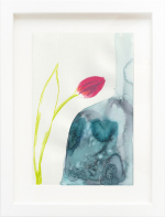 Carole Silverstein, "Flower Prayer (tulip)," 2023, colored pencil, watercolor, and salt on watercolor paper, 12.75 x 9.75 inches (framed)