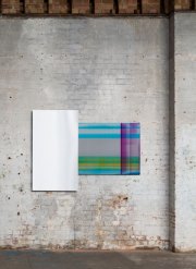 Eric Butcher, <i>P/R 728,</i> 2017, Oil and Resin on Aluminum, 31.5 x 42.5 / 49.2 x 27.5 Inches