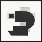 Jud Begeron, "Untitled 2," silkscreen with silver and gold leaf on archival paper, 23 x 23 inches (framed)