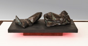 Jud Bergeron, "Landscape," 2025  Ceramic, ultracal, bubinga wood, graphite and ink, 20 x 10.25 x 7 inches