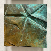 Jud Bergeron, "Grid," 2020, detail view, cast bronze with stainless steel backing, 8 x 8 inches (each), 37 x 46.5 inches (all 20), open edition, configuration variable