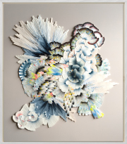 Lyndi Sales, <i>Aerial perspective,</i> 2022, acrylic and ink on archival paper, 53.5 x 46.5 inches (framed)