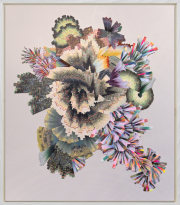 Lyndi Sales, Rainbow dragon guide, 2022, acrylic and ink on archival paper, 53.5 x 46.5 inches (framed)