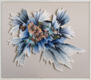 Lyndi Sales, Crystalline blue border crossing, 2022, acrylic and ink on archival paper, 46.5 x 53.5 inches (framed)