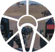 Maria Park and Branden Hookway, Training Setting, 2017, Detail View, Acrylic Reverse Painted on Plexiglas and Mounted on Plywood, 56 x 166 Inches, 26 Panels