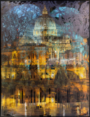 Matthew Picton, "St. Peter’s Basilica," 2023, archival digital photographs, Yupo paper, pins, 80 x 60 x 3 inches