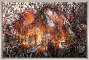Matthew Picton, <i>The Fall of Stars,</i> 2019, cut and altered photograph, 21.5 x 31.25 inches (framed)