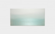 Miya Ando, "Hamon (Cloudlike Pattern on the Edge of a Sword) Spring 2024," 2024, dye, pigment, urethane, resin, aluminum, 24 x 48 inches