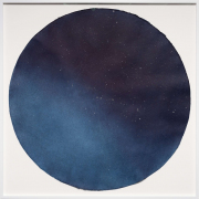 Miya Ando, "Engessō (Moon Ensō) Pegasus Above The Yard Bolinas, CA November 25 2021 8:11PM," 2022, pure silver, graphite, natural indigo dye, washi paper, 65 x 65 inches (framed)