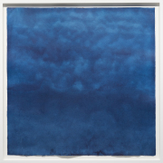 Miya Ando, "Muzuki (No Moon) December 18 2020," 2020, natural indigo, micronized pure silver, Kozo paper, 42 x 42 inches (framed in Optium