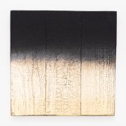 Miya Ando, "Shou Sugi Ban Pale Gold," 2019, charred reclaimed redwood, silver nitrate, pigment, 12 x 12 x 1.5 inches