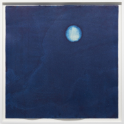 Miya Ando, "Sui Getsu Water Moon (Mochizuki Full Moon Reflected In Water) December 30," 20202, natural indigo, micronized pure silver, Kozo paper 42 x 42 inches (framed)
