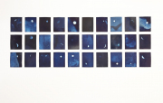 Miya Ando, "30 Days of Moon Almanac," 2021, natural indigo, micronized pure silver, Hahnemühle paper, 11 x 8.5 inches (each)