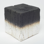 Miya Ando, "January 4 2021 Matsu Pine Shou Sugi Ban Silver," 2021, reclaimed charred pine, silver nitrate, 11 x 11 x 11 inches