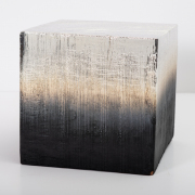 Miya Ando, "Alchemy (Shou Sugi Ban) Cube 3.19.8.7," 2019, charred reclaimed redwood, silver nitrate, 11 x 11 x 11 inches