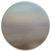 Miya Ando, Purple Green Pink Shift Moon, 2020, Pigment, Urethane, Resin, Stainless Steel, 40 Inches Diameter