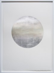Miya Ando, <i>Gekkou (Moonlight) November 6,</i> 2017, Pigment, Silver Leaf, Arches Paper, 45.5 x 34.5 x 1.75 Inches Framed