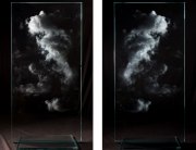 Miya Ando, <i>Kumo (Cloud) 60.30.3,</i> 2017 (Front and Back), Solid Glass Sculpture, 60 x 30 Inches, 12 x 24 Inches Base