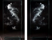 Miya Ando, Kumo (Cloud) 60.30.3, 2017 (Front and Back), Solid Glass Sculpture, 60 x 30 Inches, 12 x 24 Inches Base